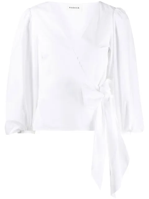 P.A.R.O.S.H. side-tie crop-sleeve blouse White CANYOX23D312423
