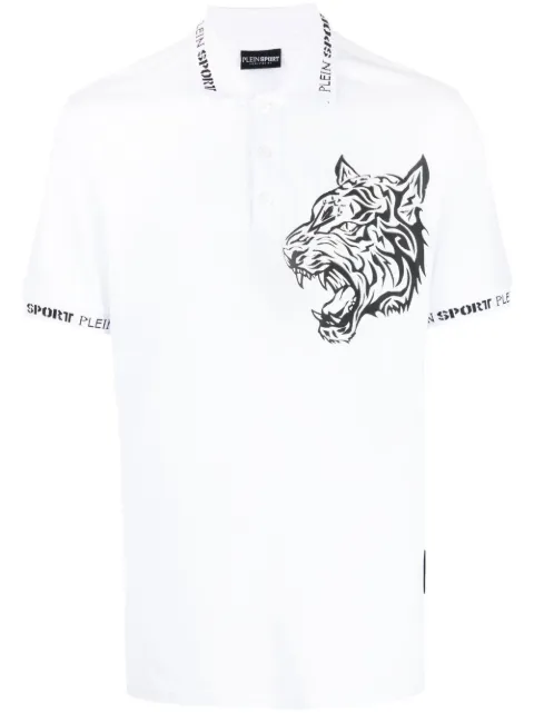 Plein Sport tiger-print polo shirt White PACCMTK6342STE003N