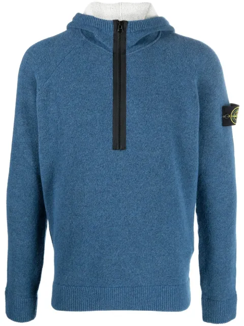 Stone Island logo-patch hoodie Blue 7715558C1