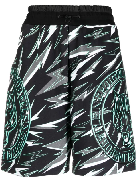 Plein Sport tiger-print jogging shorts Black PACCMJT2128SJO001N