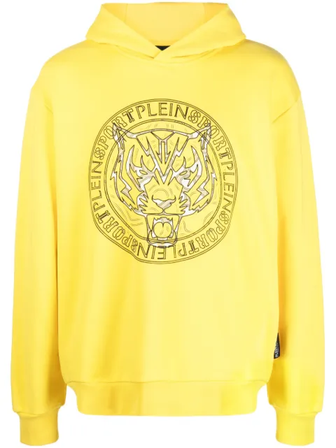 Plein Sport logo tiger-print hoodie Yellow PACCMJB3021SJO001N