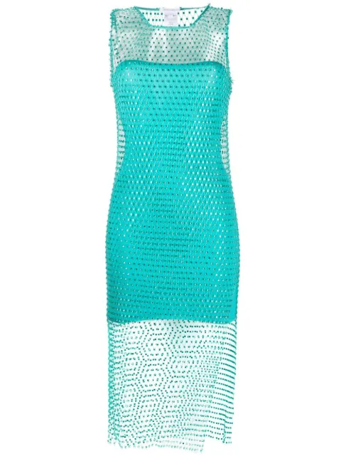 Patrizia Pepe crystal-embellished layered dress Green 2A2564A274F4H1