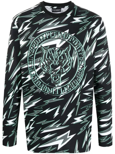 Plein Sport lightning print T-shirt Black PACCMTK6314SJY001N