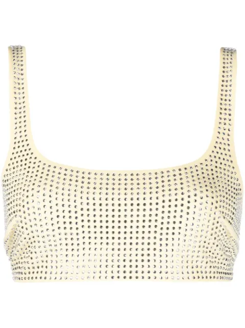 Patrizia Pepe crystal embellished crop tank top Yellow 2C1488A049Y433