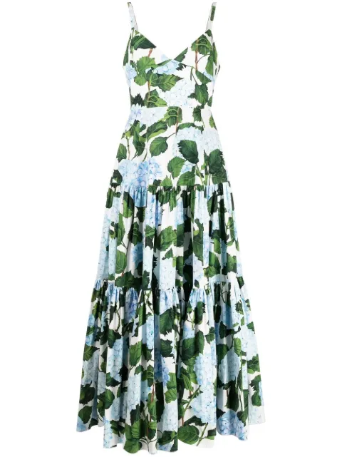 Oscar de la Renta floral-print tiered maxi dress Blue 23SN256HYP