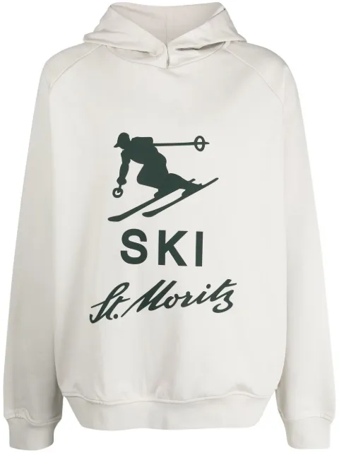 Bally Ski graphic-print cotton hoodie Neutrals MCC00UCO122