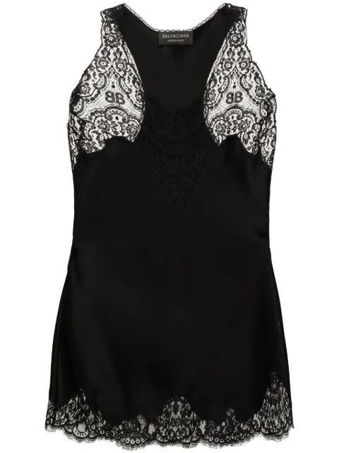 Balenciaga lace-trim tank top Black 725068TKO04
