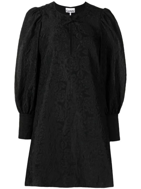 GANNI jacquard organza mini-dress Black F7452