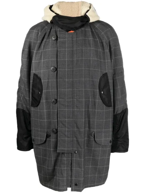 Junya Watanabe MAN checked patchwork coat Grey WJC004