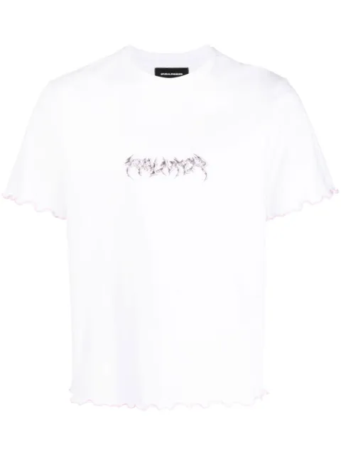Palmer logo-print fluted-hem T-shirt White FW22T0042