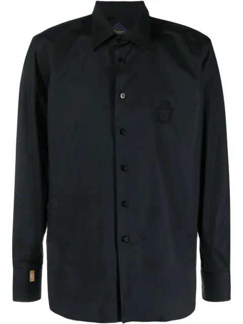Billionaire logo-embroidered long-sleeve shirt Black RABCMRP1902BTE004N