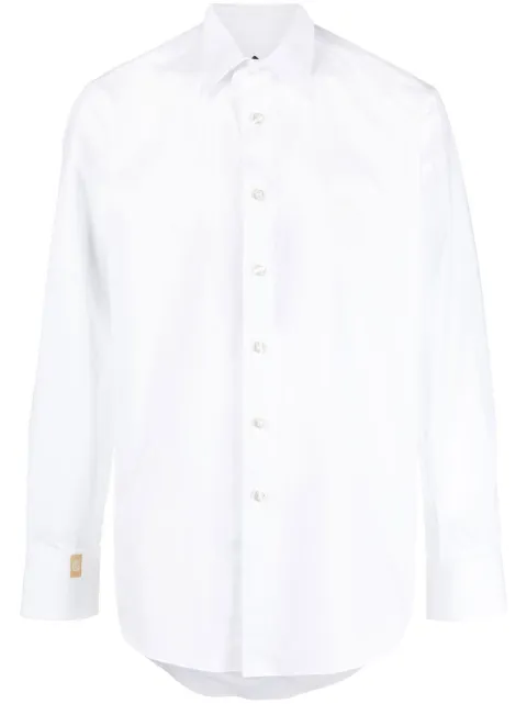 Billionaire logo-embroidered long-sleeve shirt White RABCMRP1902BTE004N