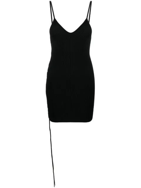 Off-White lace-up V-neck minidress Black OWHI083S23KNI0011000