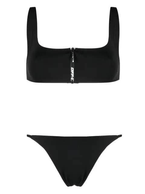 Off-White zipped logo-print bikini Black OWFA095S23JER0011000