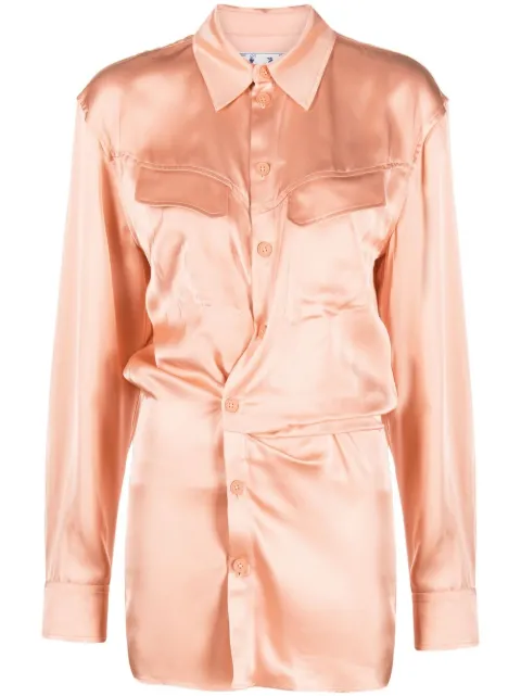 Off-White twist-detail shirt dress Pink OWDG001S23FAB0013300