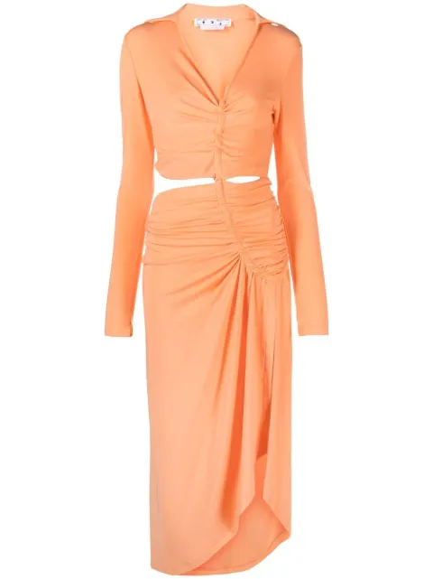 Off-White cut-out draped dress Orange OWDB455S23FAB0012100