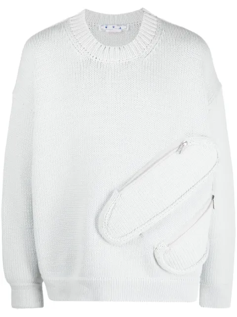 Off-White zip-compartment crew-neck sweatshirt Grey OMHE150S23KNI0014100