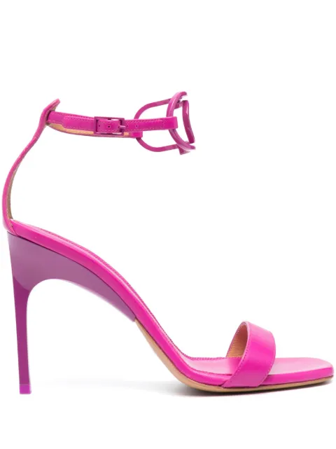Off-White Pop Paperclip 100mm leather sandals Pink OWIH045S23LEA0023232