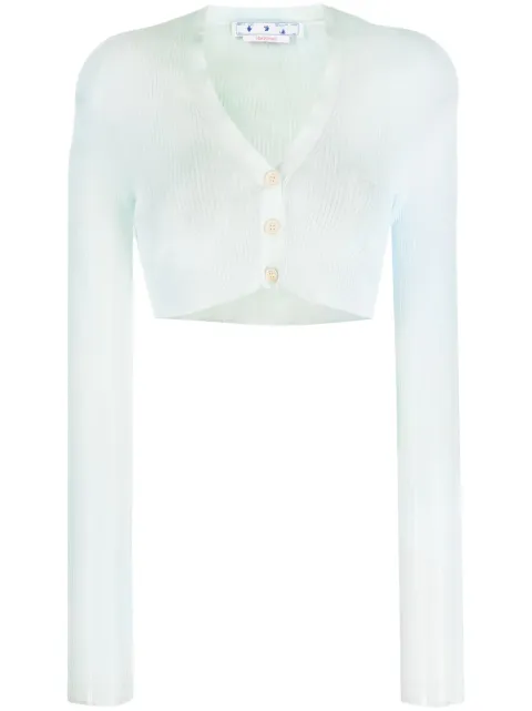 Off-White cropped embroidered-logo cardigan Blue OWHB035S23KNI0014001