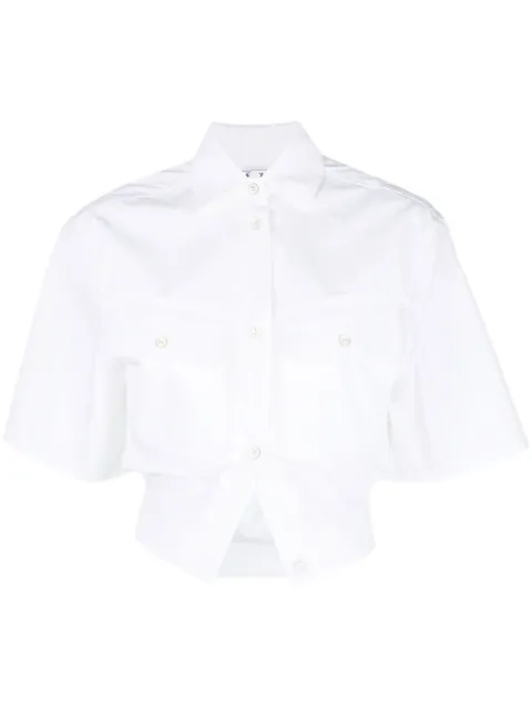 Off-White Toybox cinched cropped shirt White OWGG001S23FAB0010101