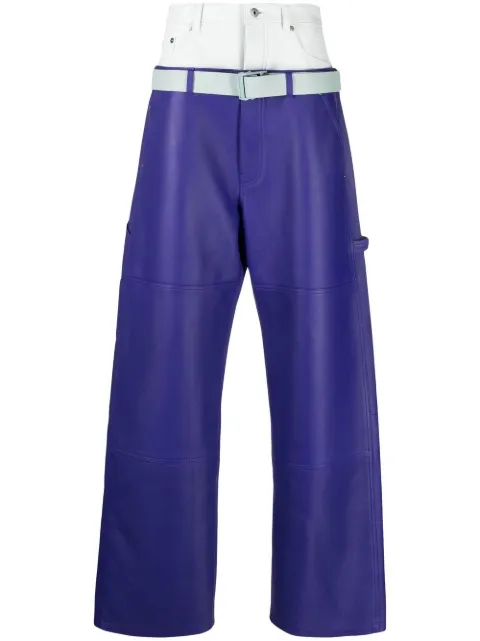 Off-White Double Over leather trousers Purple OMJB022S23LEA0013700