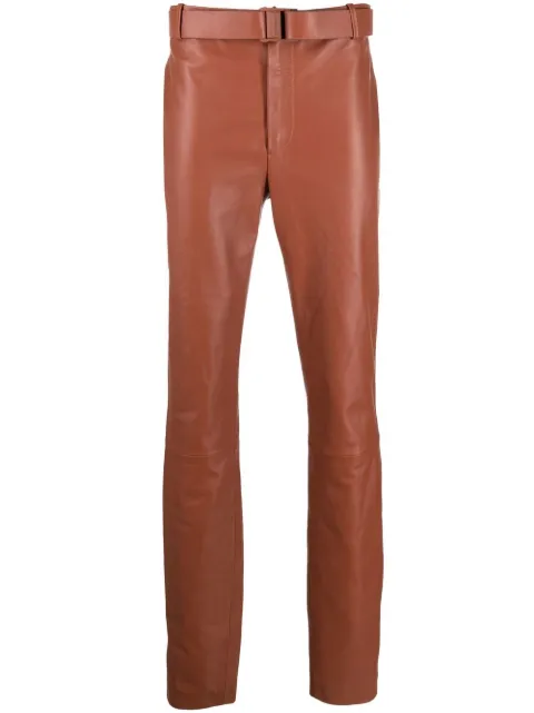 Off-White Lea buckled leather trousers Brown OMJB021S23LEA0012700