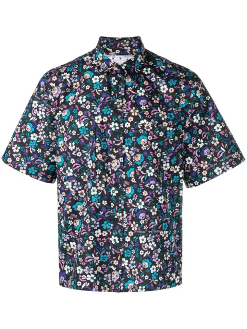 Off-White Flowers Summer cotton shirt Black OMGG002S23FAB0018400