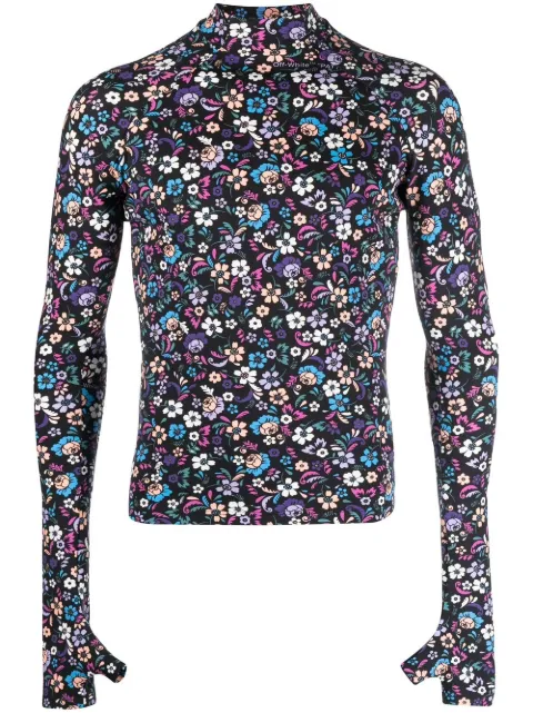 Off-White floral-print long-sleeve T-shirt Black OMAB078S23JER0018400