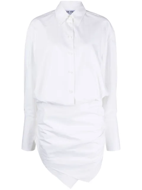 The Attico ruched-front shirtdress White 231WCA158C052