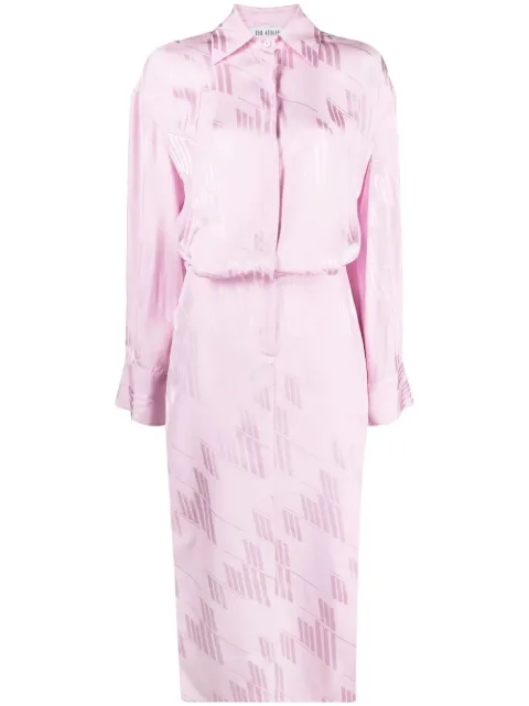 The Attico logo-jacquard satin shirt dress Pink 231WCM62V053