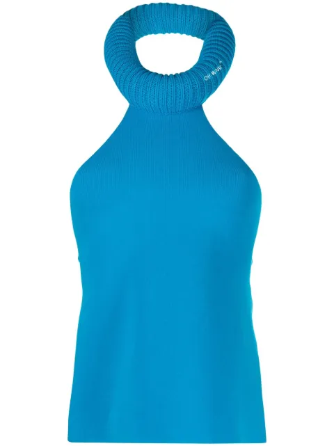 Off-White tubular open-back top Blue OWHT005S23KNI0014901
