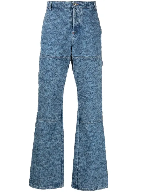 Off-White floral-embroidery carpenter jeans Blue OMYA161S23DEN0044600