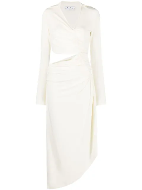 Off-White Vi-Crepe draped midi dress White OWDB455S23FAB0010400