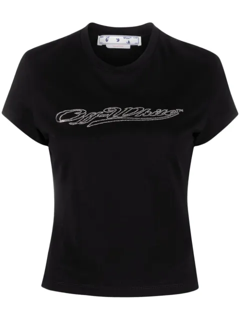 Off-White Bling logo-print short-sleeve T-shirt Black OWAA112S23JER0011001