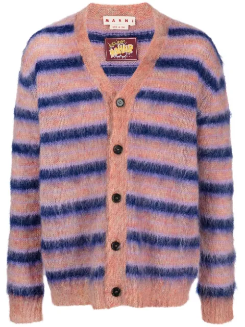 Marni striped mohair-blend cardigan Pink CDMG0051Q0UFU107