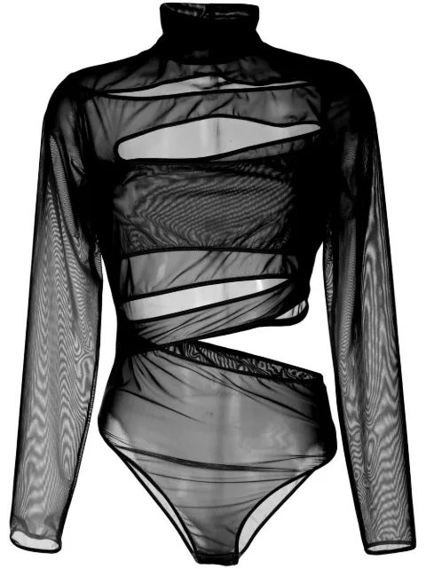 Boyarovskaya cut-out sheer bodysuit Black TFW22RETEMESHSBLACK