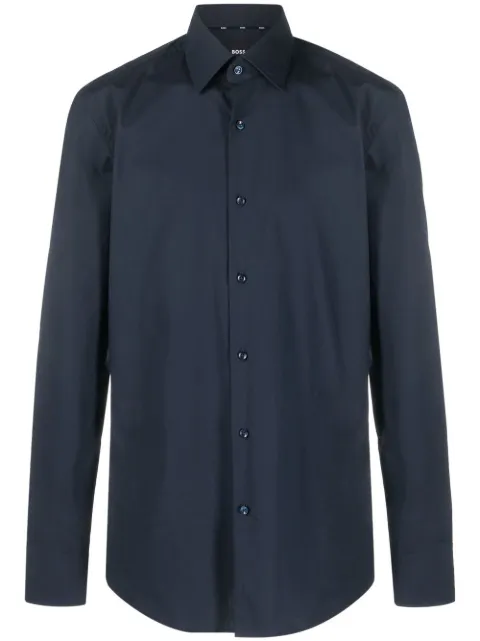 BOSS slim-fit shirt in easy-iron stretch-cotton poplin Blue 50469345
