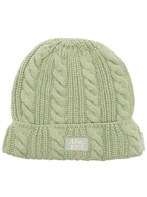 Advisory Board Crystals logo-patch chunky-knit beanie Green ABC123B200