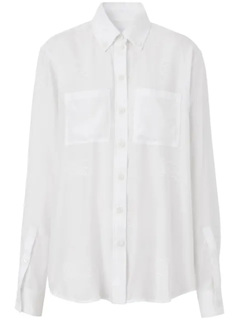 Burberry EKD-embroidered silk shirt White 8063000