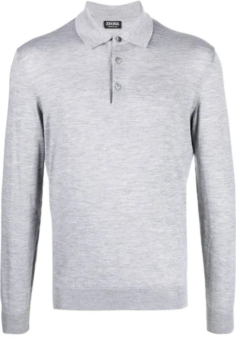 Zegna cashmere-silk polo top Grey E8J00132