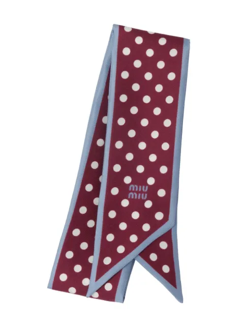 Miu Miu polka dot-print twill scarf Red 5FF0082F7Y