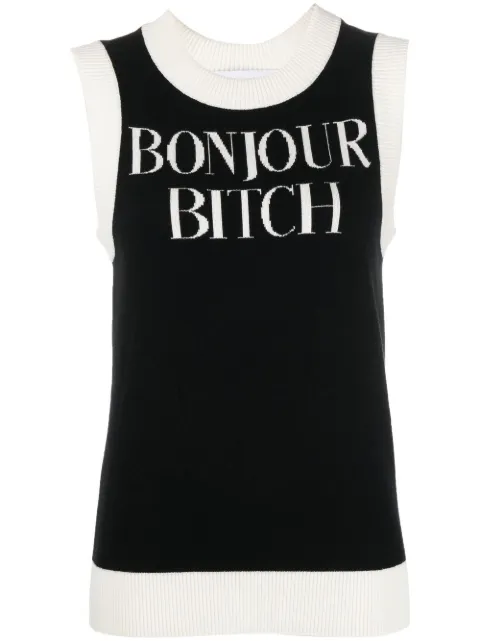 Viktor & Rolf two-tone intarsia knitted tank top Black EK003