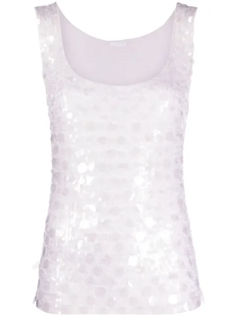 P.A.R.O.S.H. sequin-embellished tank top White GRANDEURD311506