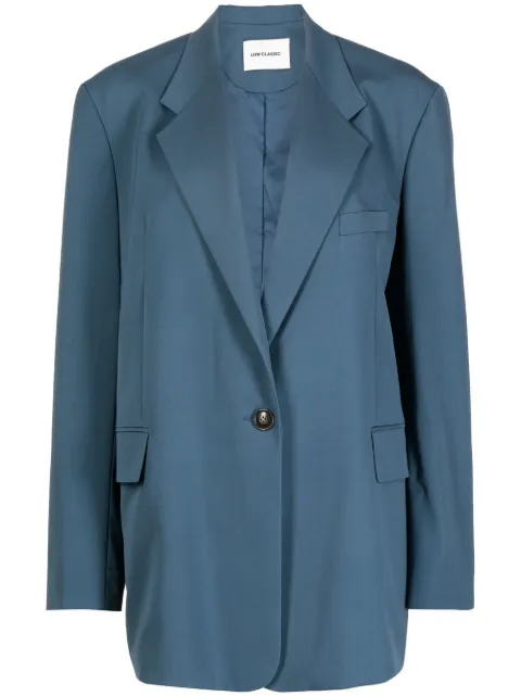 Low Classic oversized padded shoulder single-breasted blazer Blue LOW22FWBZ04BL