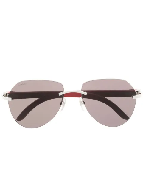 Cartier Eyewear tinted pilot-frame sunglasses Silver CT0007CS057