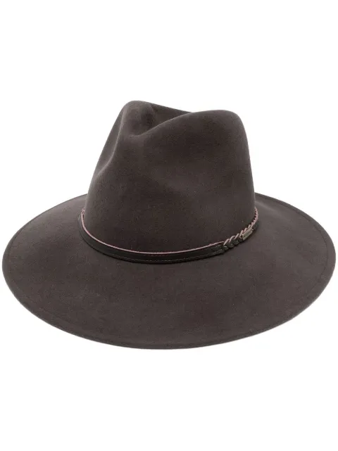 Barbour braid-detail fedora hat Brown LHA0217BR31