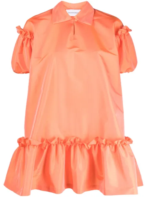 Viktor & Rolf ruffle-trim short-puff sleeve minidress Orange EDR0033237323