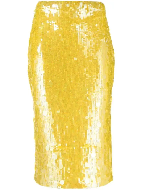 P.A.R.O.S.H. sequin-embellished midi skirt Yellow GRANDEURD620654
