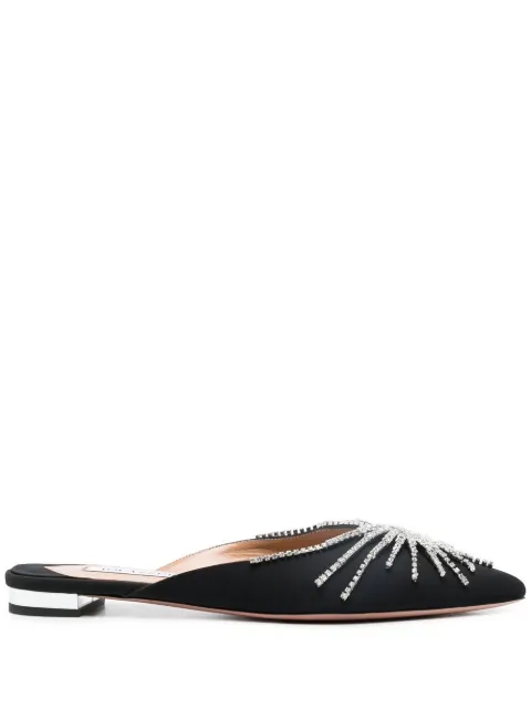 Aquazzura Sunshine crystal-embellished flat mules Black SNIFLAA0MNG000