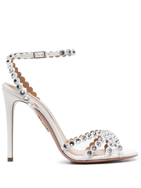 Aquazzura Tequila crystal-embellished 115mm sandals White TQLHIGS0NAP